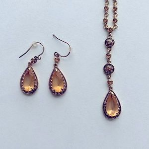 Coordinating Citrine Color Earring & Necklace Set